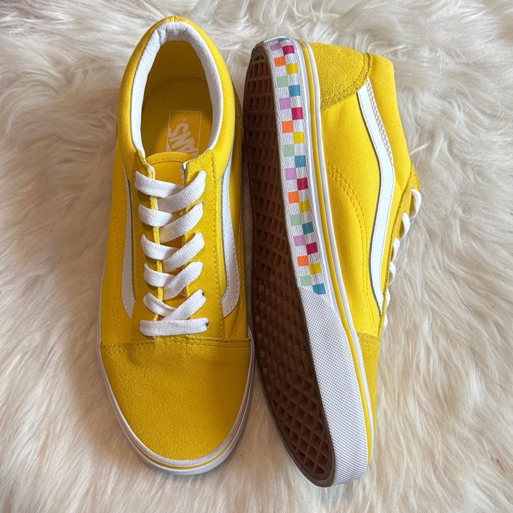Vans Bright Yellow Sneakers with Colorful Sole - worn once!